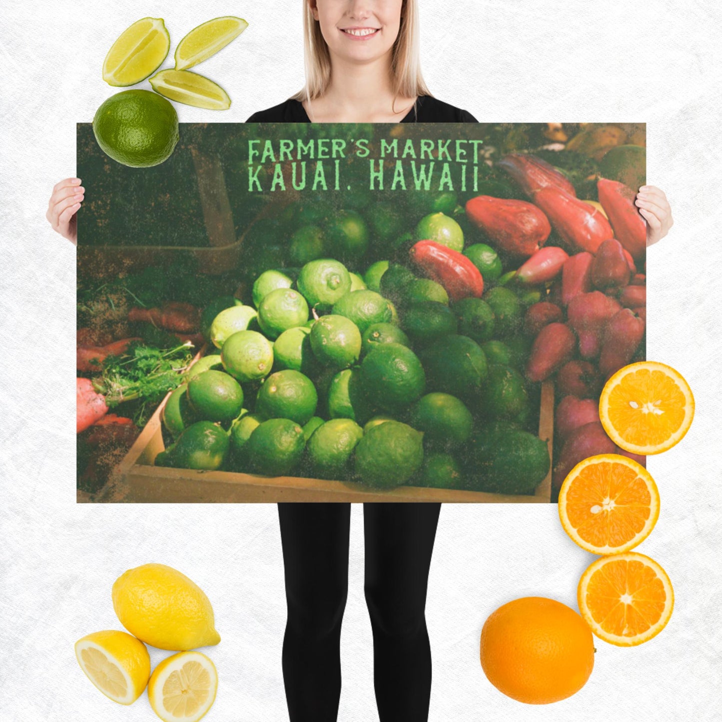 Vintage-style poster art from Hokup'a Photography. Poipu, Kauai