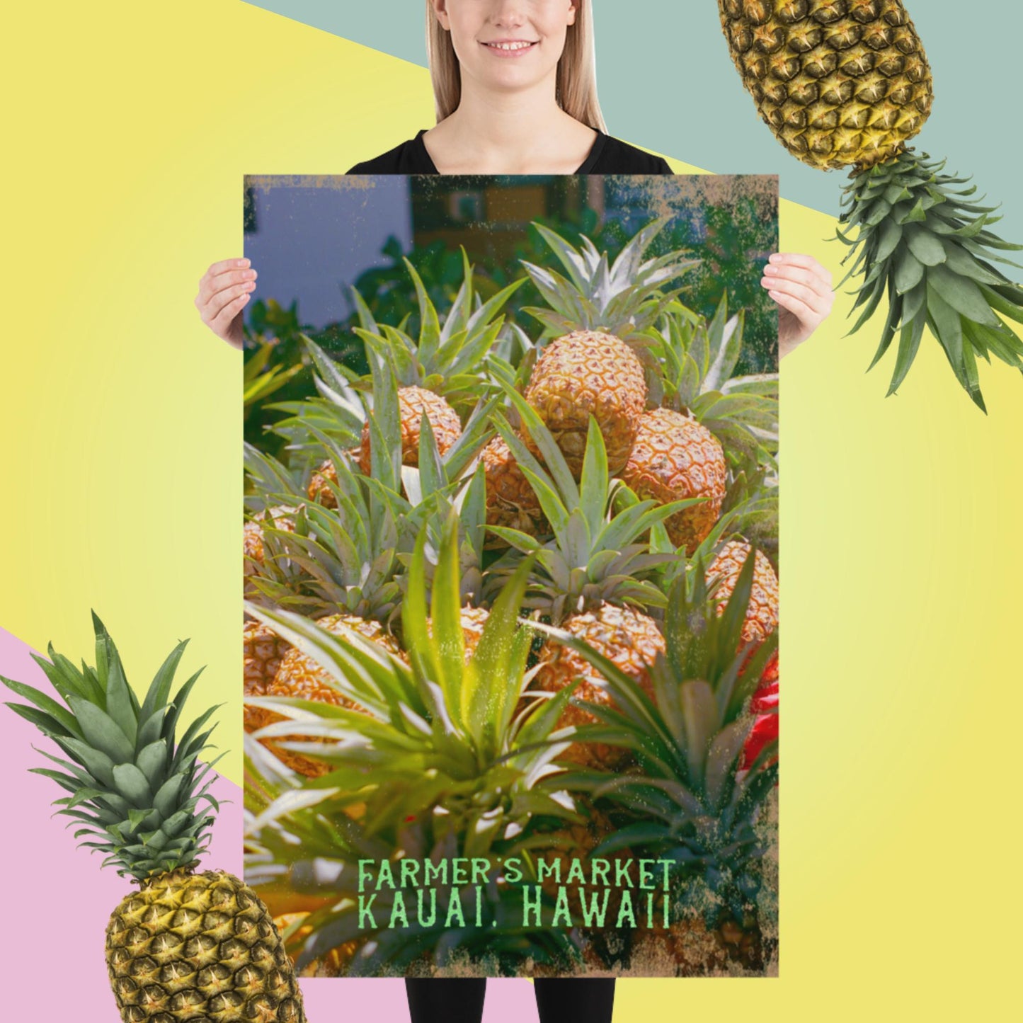 Vintage-style poster art from Hokup'a Photography. Poipu, Kauai