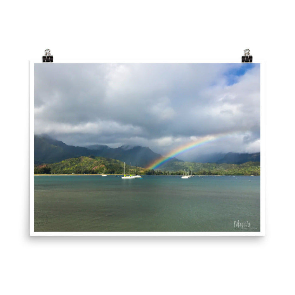 Rainbow over Hanalei Bay, Kauai, poster